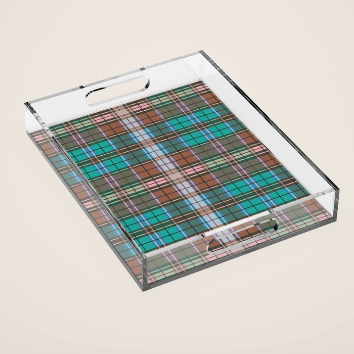 Earthy Tartan Elegance Acrylic Tray Gallery Image 1