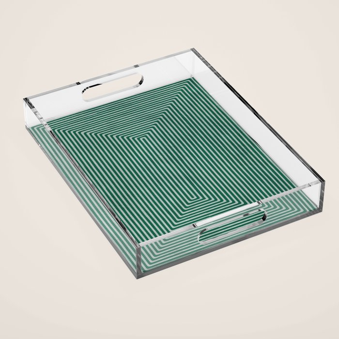 Green Black Abstract Geometric Design Artwork Acrylic Tray Gallery Image 1