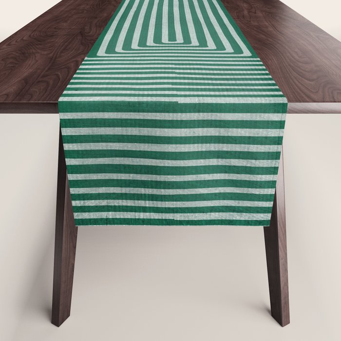 Green Black Abstract Geometric Design Artwork Table Runner Gallery Image 1