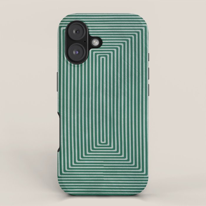 Green Black Abstract Geometric Design Artwork iPhone Case