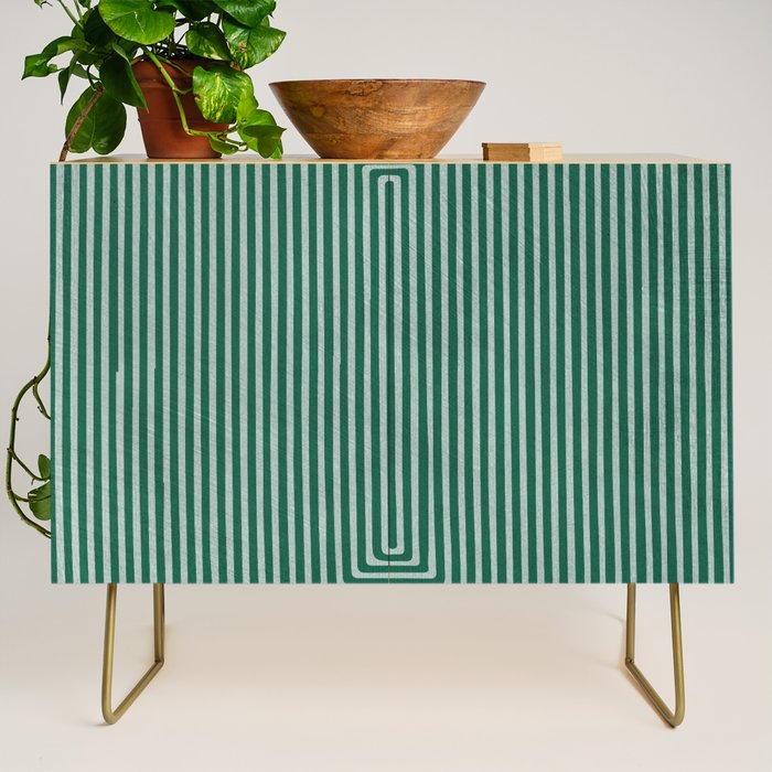 Green Black Abstract Geometric Design Artwork Credenza Gallery Image 1