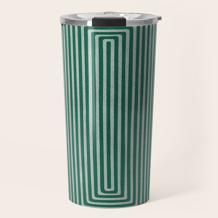 Green Black Abstract Geometric Design Artwork Travel Mug Gallery Image 1