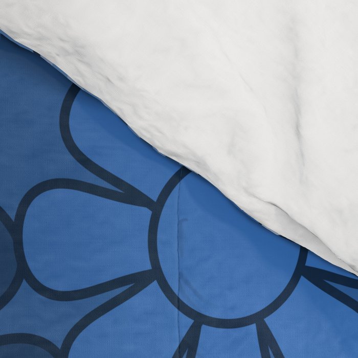 Retro Garden Gingham Flowers Vivid Blue 60s 70s Floral Pattern Comforter Gallery Image 4