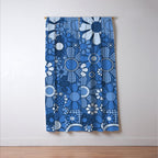 Retro Garden Gingham Flowers Vivid Blue 60s 70s Floral Pattern Window Curtain Gallery Image 3