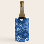 Retro Garden Gingham Flowers Vivid Blue 60s 70s Floral Pattern Wine Chiller Gallery Image 1