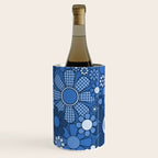 Retro Garden Gingham Flowers Vivid Blue 60s 70s Floral Pattern Wine Chiller Gallery Image 3