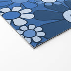 Retro Garden Gingham Flowers Vivid Blue 60s 70s Floral Pattern Welcome Mat Gallery Image 2