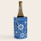 Retro Garden Gingham Flowers Vivid Blue 60s 70s Floral Pattern Wine Chiller Gallery Image 2