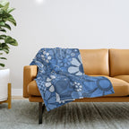 Retro Garden Gingham Flowers Vivid Blue 60s 70s Floral Pattern Throw Blanket Gallery Image 1