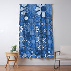 Retro Garden Gingham Flowers Vivid Blue 60s 70s Floral Pattern Window Curtain Gallery Image 5