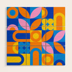 Colorful abstract geometric mosaic pattern Wood Wall Art Gallery Image 1