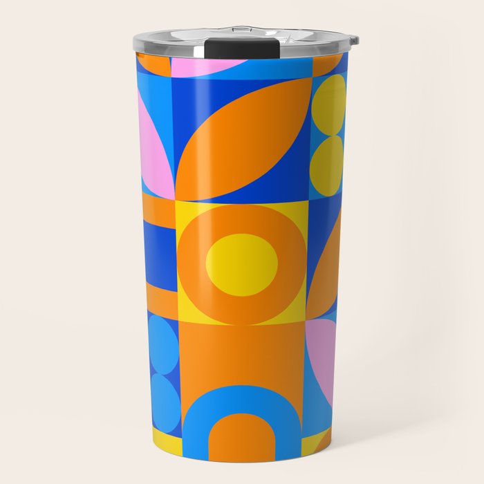Colorful abstract geometric mosaic pattern Travel Mug Gallery Image 1