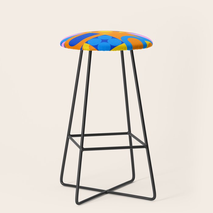 Colorful abstract geometric mosaic pattern Stool Gallery Image 1