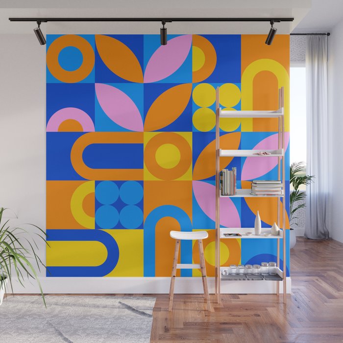 Colorful abstract geometric mosaic pattern Wall Mural Gallery Image 1
