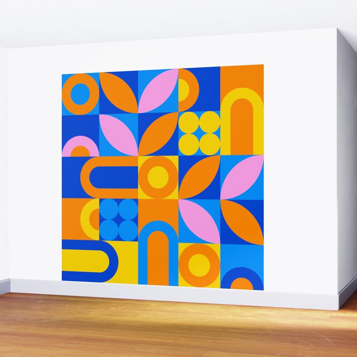 Colorful abstract geometric mosaic pattern Wall Mural Gallery Image 2