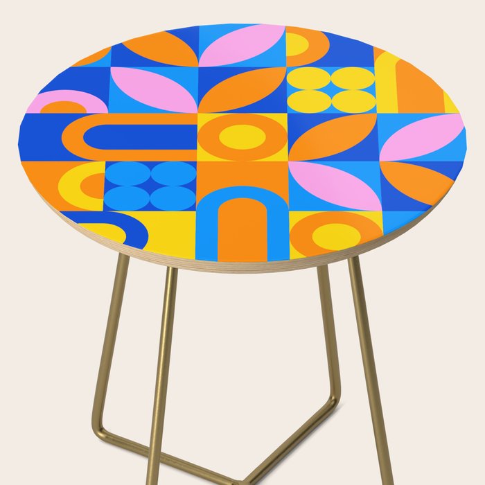 Colorful abstract geometric mosaic pattern Side Table Gallery Image 2