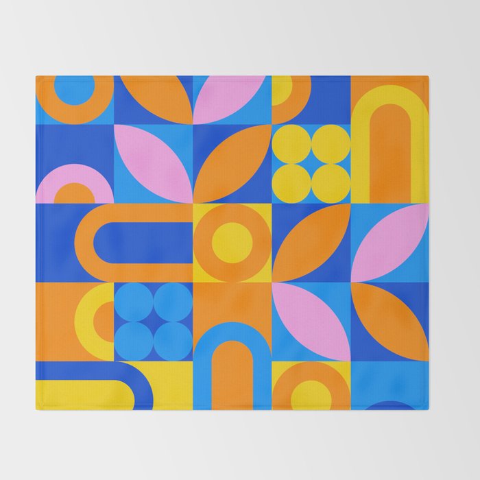 Colorful abstract geometric mosaic pattern Throw Blanket Gallery Image 2