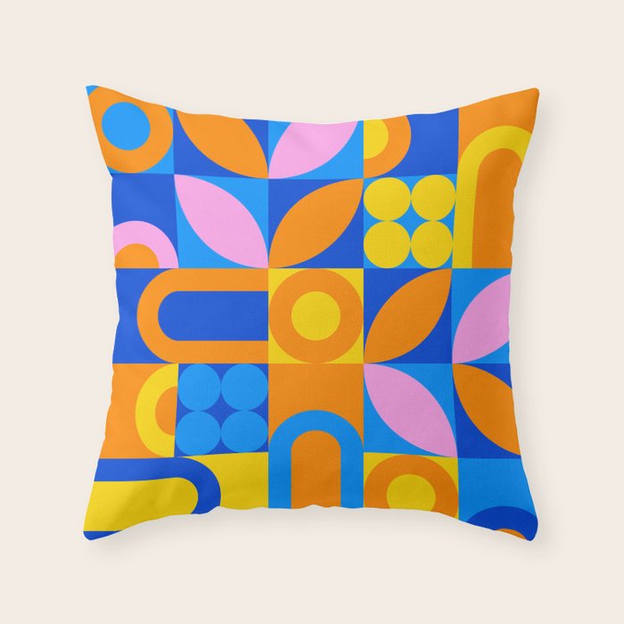 Colorful abstract geometric mosaic pattern Throw Pillow Gallery Image 1