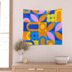 Colorful abstract geometric mosaic pattern Wall Tapestry Gallery Image 2