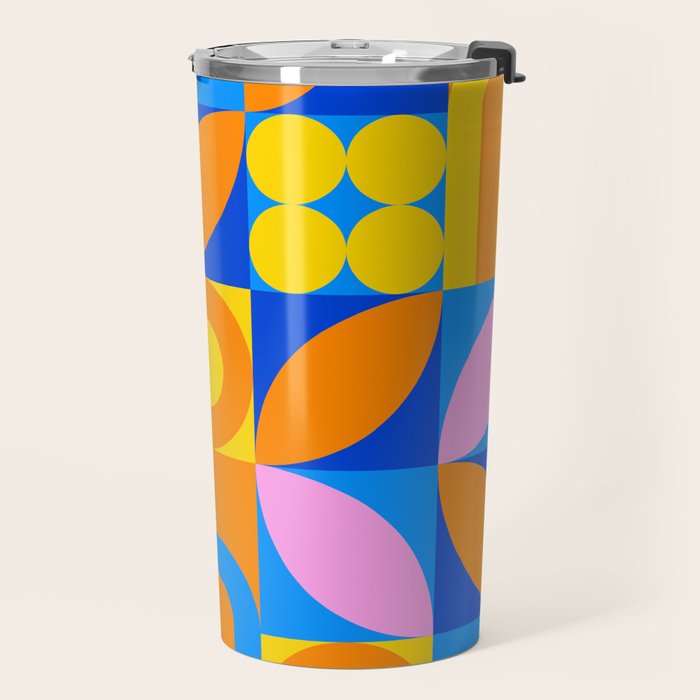 Colorful abstract geometric mosaic pattern Travel Mug Gallery Image 2