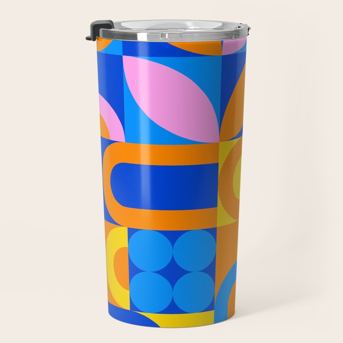 Colorful abstract geometric mosaic pattern Travel Mug Gallery Image 3