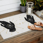 Mystic Hand with Eye - Black and Gold Ink Outdoor Rug Gallery Image 2
