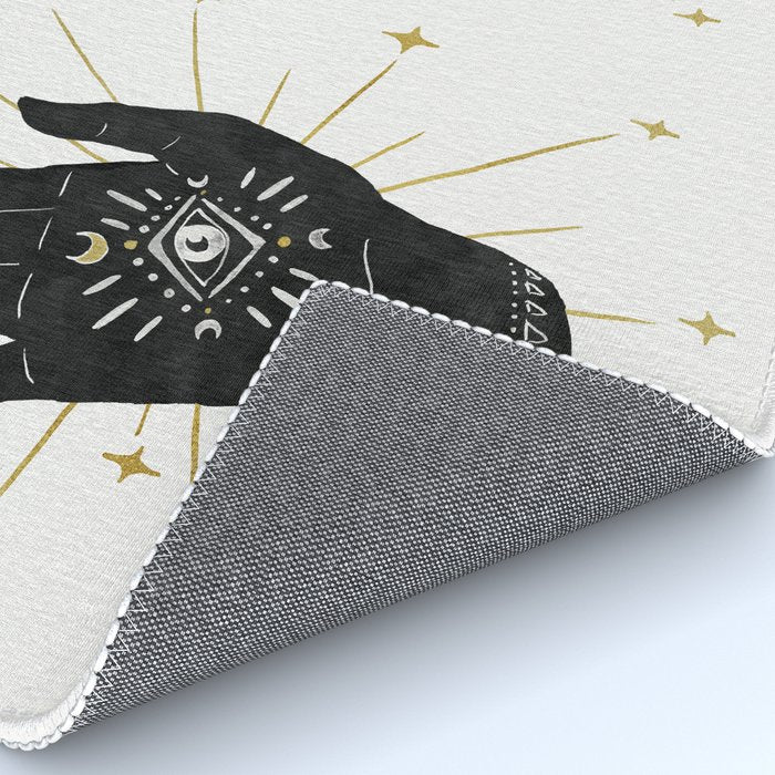 Mystic Hand with Eye - Black and Gold Ink Rug Gallery Image 4