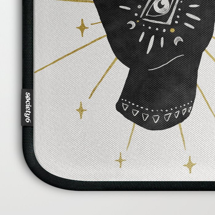 Mystic Hand with Eye - Black and Gold Ink Laptop Sleeve Gallery Image 3