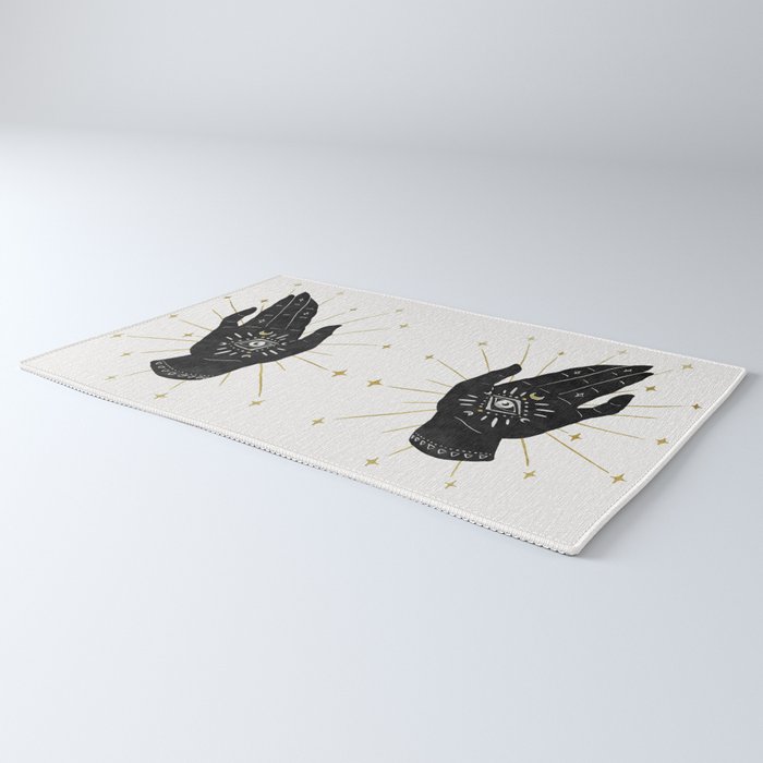 Mystic Hand with Eye - Black and Gold Ink Rug Gallery Image 3
