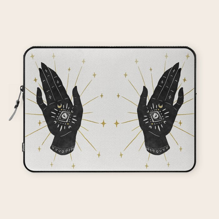 Mystic Hand with Eye - Black and Gold Ink Laptop Sleeve Gallery Image 1