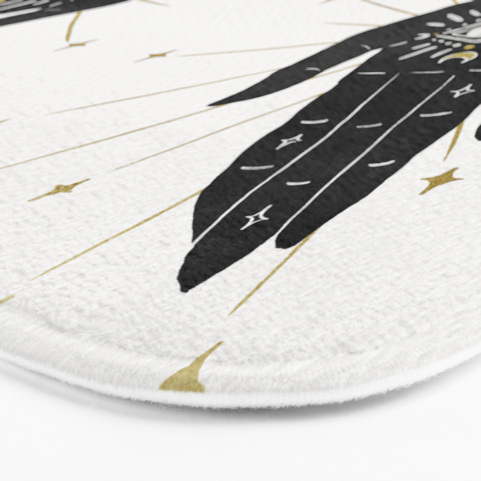 Mystic Hand with Eye - Black and Gold Ink Bath Mat Gallery Image 3
