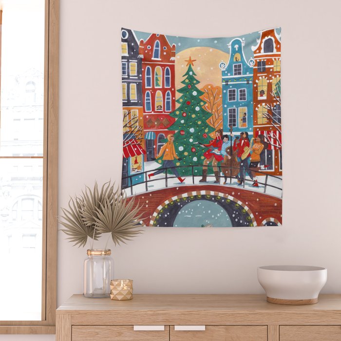 Christmas Music in the City of Amsterdam Wall Tapestry Gallery Image 2