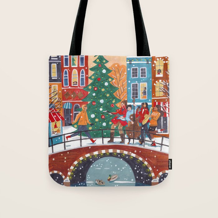 Christmas Music in the City of Amsterdam Tote Bag Gallery Image 1