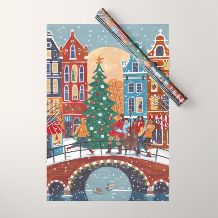 Christmas Music in the City of Amsterdam Wrapping Paper Gallery Image 1