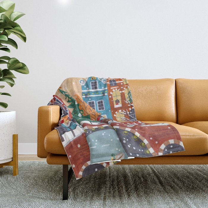 Christmas Music in the City of Amsterdam Throw Blanket Gallery Image 1