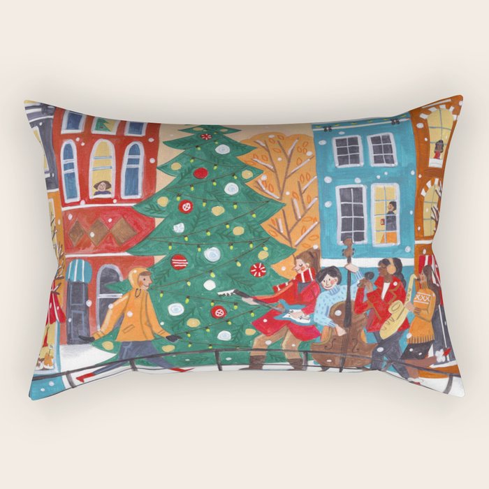 Christmas Music in the City of Amsterdam Rectangular Pillow Gallery Image 1