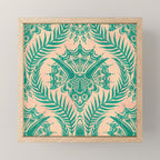 Triceratops Damask - Verdigris on peach Mini Art Print Gallery Image 1