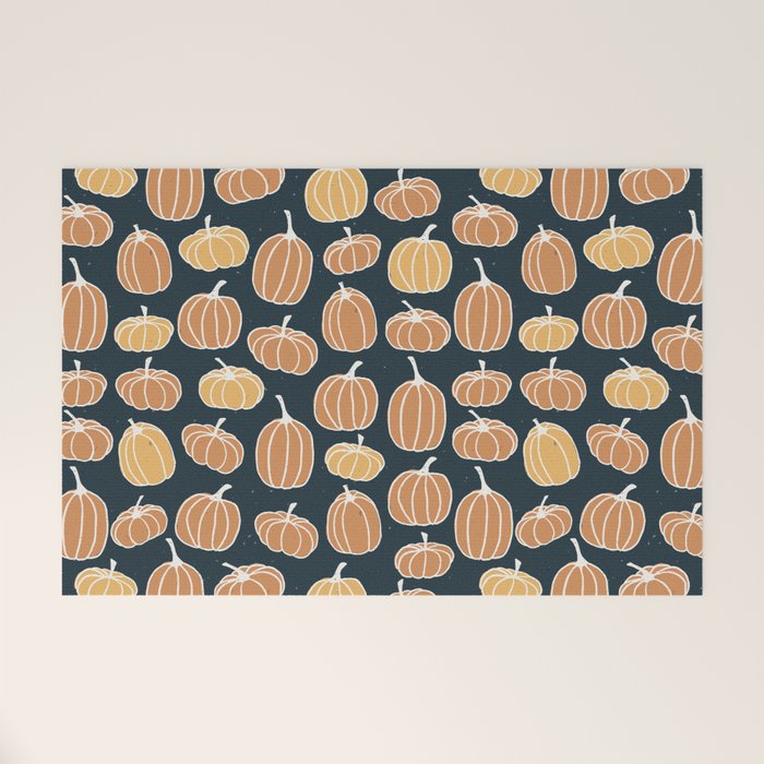Navy Pumpkins Welcome Mat Gallery Image 1