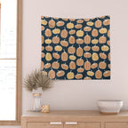 Navy Pumpkins Wall Tapestry Gallery Image 2