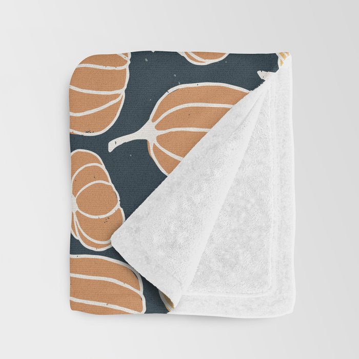 Navy Pumpkins Throw Blanket Gallery Image 3