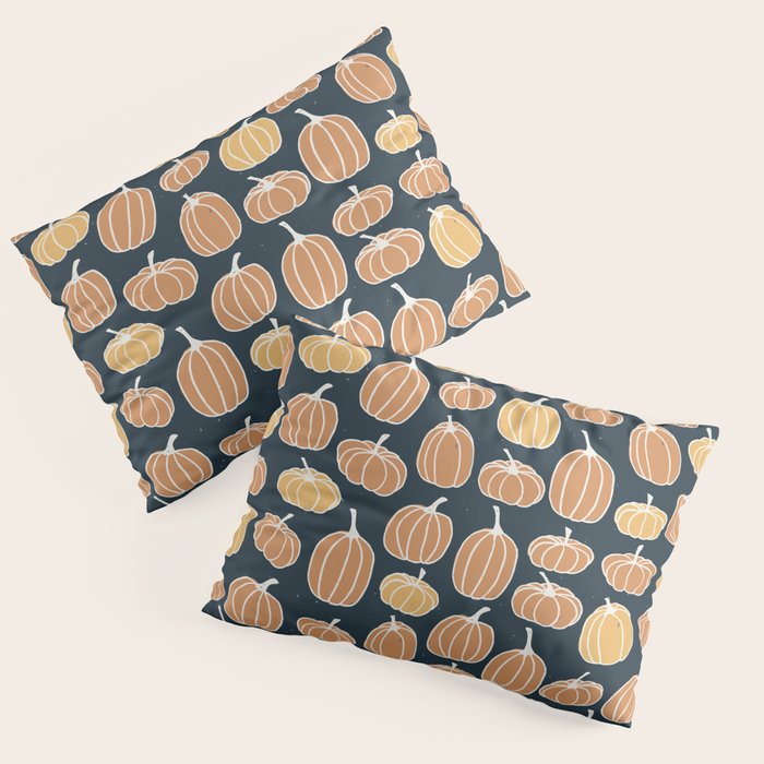 Navy Pumpkins Pillow Sham Gallery Image 1