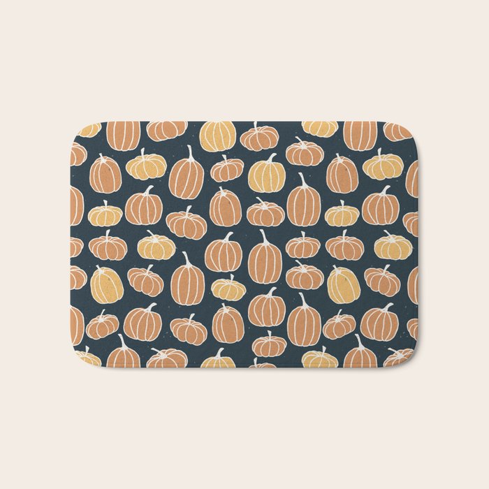 Navy Pumpkins Bath Mat Gallery Image 1