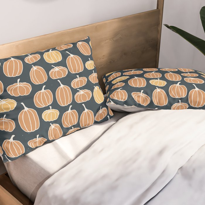 Navy Pumpkins Pillow Sham Gallery Image 2