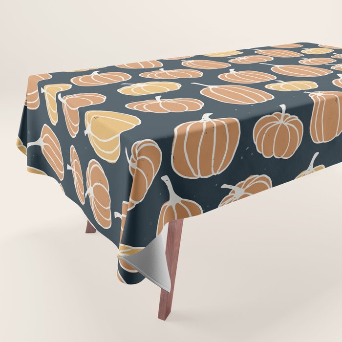 Navy Pumpkins Tablecloth Gallery Image 1