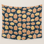 Navy Pumpkins Wall Tapestry Gallery Image 4