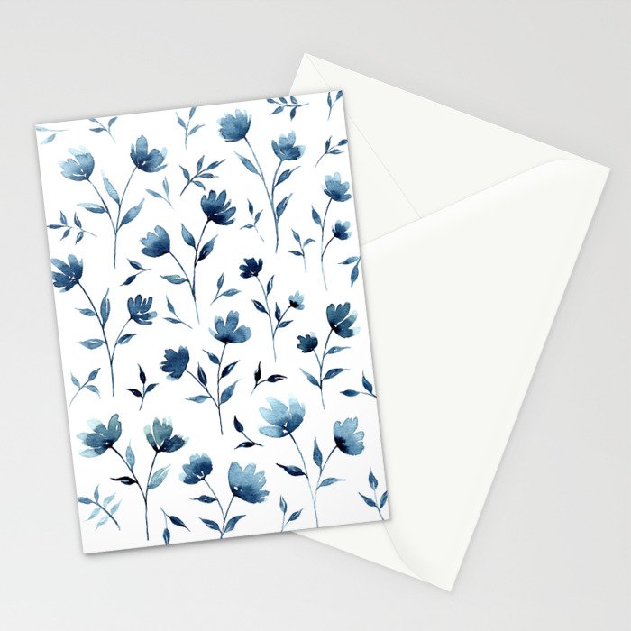 Blue flowers | Watercolor Pattern Stationery Card Gallery Image 2