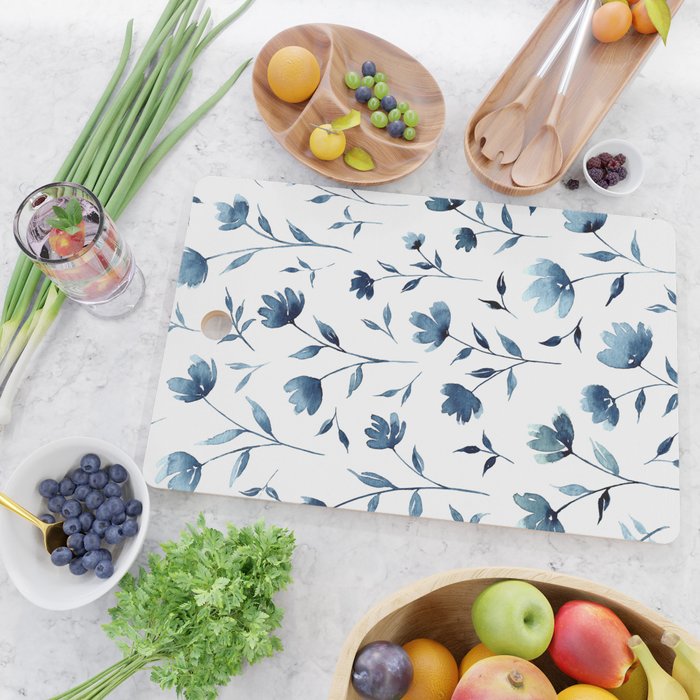 Blue flowers | Watercolor Pattern Cutting Board Gallery Image 2