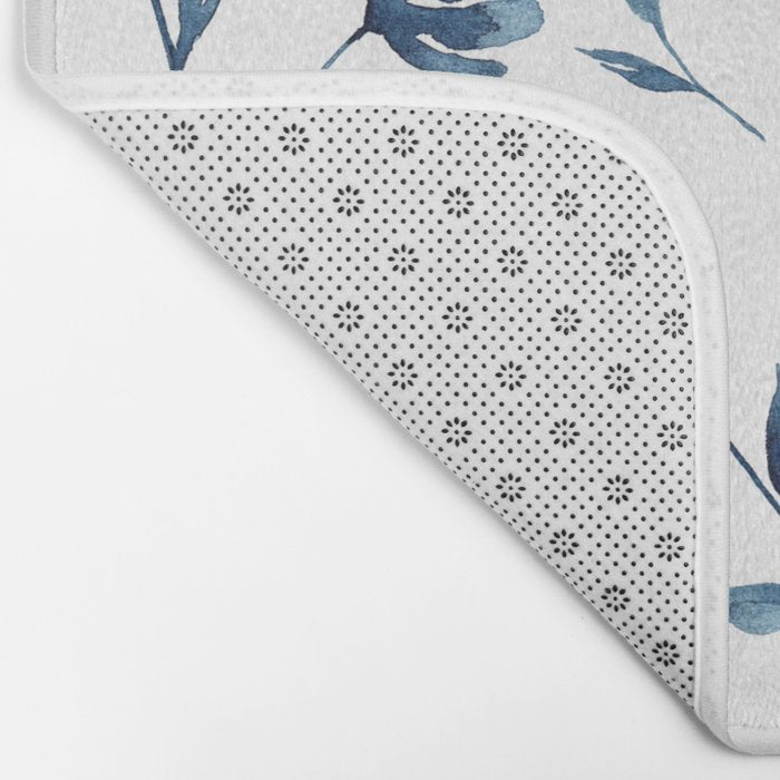 Blue flowers | Watercolor Pattern Bath Mat Gallery Image 2