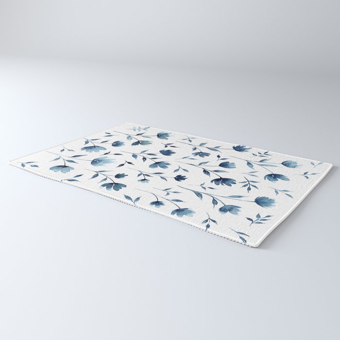 Blue flowers | Watercolor Pattern Rug Gallery Image 3