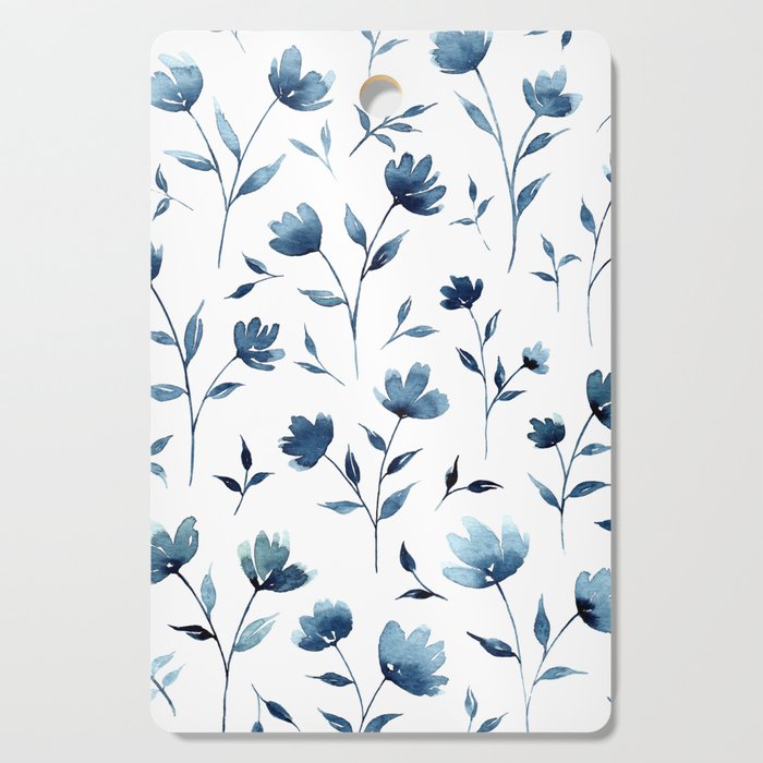 Blue flowers | Watercolor Pattern Cutting Board Gallery Image 1